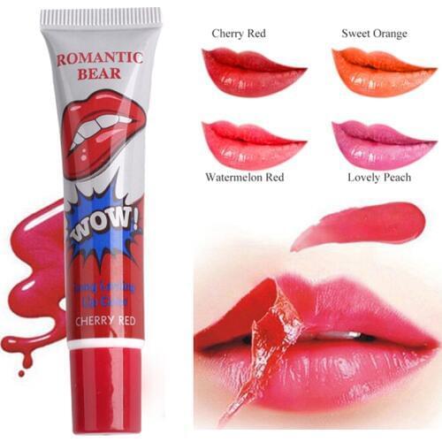 Hot Amazing 6 Colors Tear Pull Lip Gloss Waterproof Liquid Makeup Lip Stick Women Long Lasting Lipstick Tint Women TSLM2