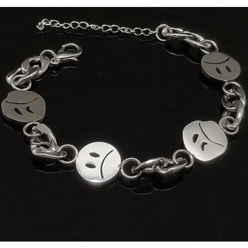 Men and Women Happy Face Bracelet Hip Hop Stainless Steel Smile Face Bracelet Street Fashion Harajuku Jewelry Gift Accessories