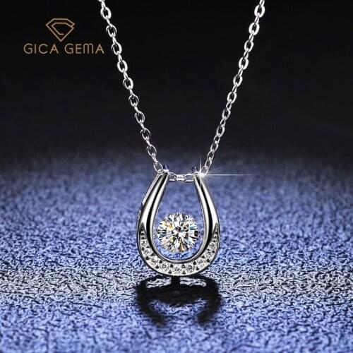 GICA GEMA Real 0.5ct D Color Moissanite Bridal Pendant Necklace 100% 925 Sterling Silver Sparkling Wedding Party Fine Jewelry