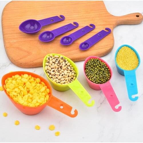 Color plastic measuring cup measuring spoon 4 piece set with scale Measuring spoon measuring spoon set Baking tools