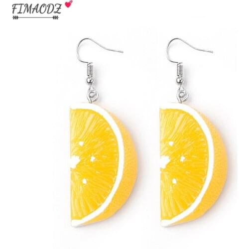 FIMAODZ Fruit Orange Earrings for Women Cute Resin Long Drop Earrings Trendy Jewelry