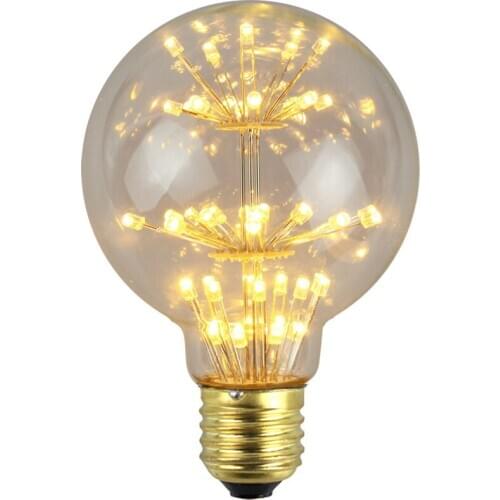 G80 Retro Edison Bulb LED Gypsophila Firework Lamp AC85-265V 3W E27 Meteor Shower Home Decoration Bulb Warm Yellow Bulb Lamp