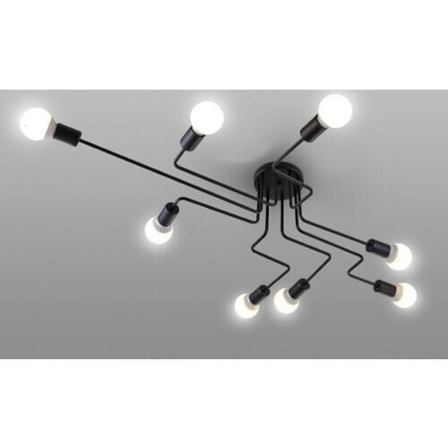 4 6 8 Black Iron Branching Chandelier Modern Light Living Room Lighting Lamparas De Techo Colgante kitchen dining bar