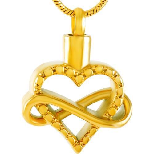 IJD9535 Stainless Steel Elegance Infinite LOVE Heart-Shaped Hollow Cremation Ashes Keepsake Urn Pendant Necklace for Human Pet
