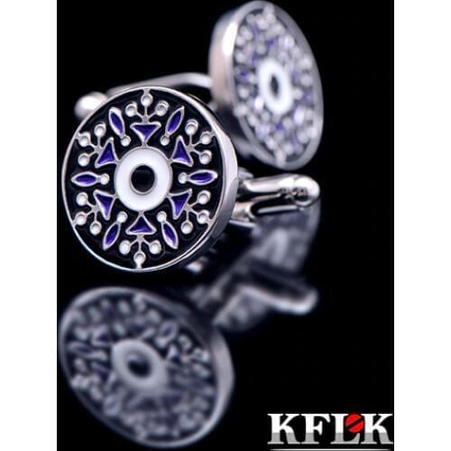 KFLK Luxury 2020 shirt cufflinks for mens Gift Brand cuff button Round cuff link High pattern Quality abotoaduras Jewelry