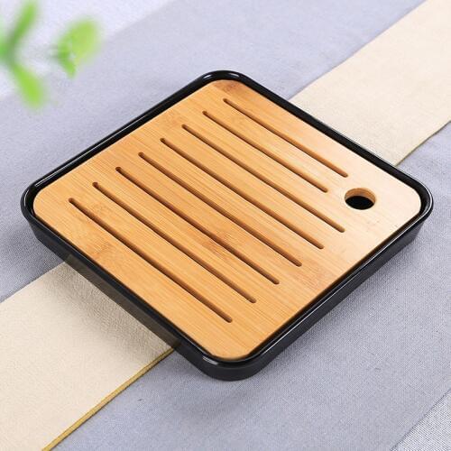 Chinese Hotel Home Bamboo Small Water Travel Tea Table Kung Fu Tea Set Dry Bubble Dish Melamine Tea Tray