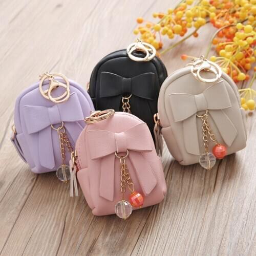 LKEEP Bow Coin Purses Women Wallets Mini Small Money Bags Famous Designer Brand Card Key Headset Holder Bulk Price High Quality