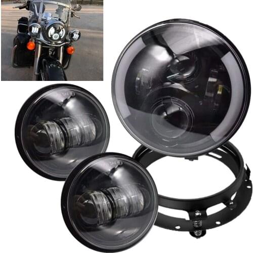Round 7inch led headlight Motorcycle Passing Lamp 4.5 Inch LED Fog Lights for Road Glide Road King Street Glide Touring