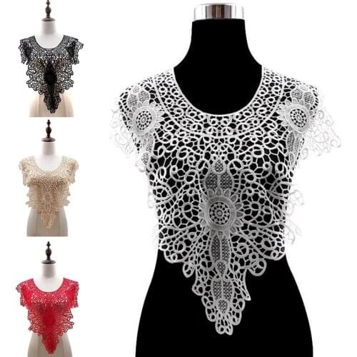 Luxury flower white Embroidery lace fabric trim ribbon DIY sewing bridal applique collar craft guipure dress wedding decor