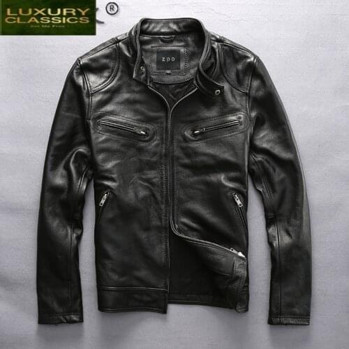 Plus Size 7XL Natural Genuine Leather Jacket Men Motorcycle Streetwear 100% Real Cow Leather Coat Male Winter Coats Cloth