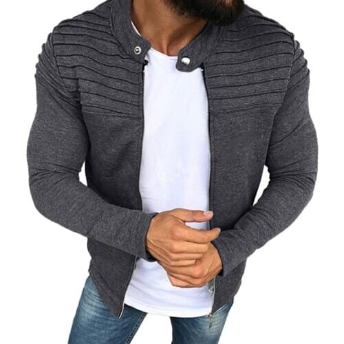 Autumn Winter Mens Jacket Fashion Man Zipper Slim Collar Jacket Tops Long Sleeve Motorcycle Coats Outerwear Jacket Hommes