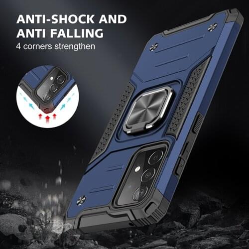 Magnetic Metal Ring Holder Armor Shockproof Phone Case For Samsung Galaxy A52 A72 A32 A42 A22 A82 A12 A02 A02S Back Cover