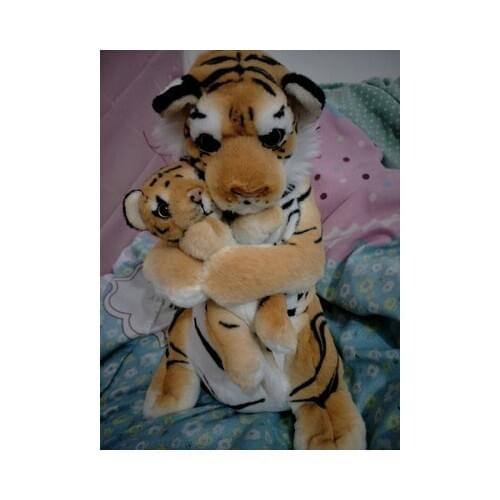 Cute simulation tiger toy plush high quality yellow tiger mother&baby doll gift about 38cm 2806