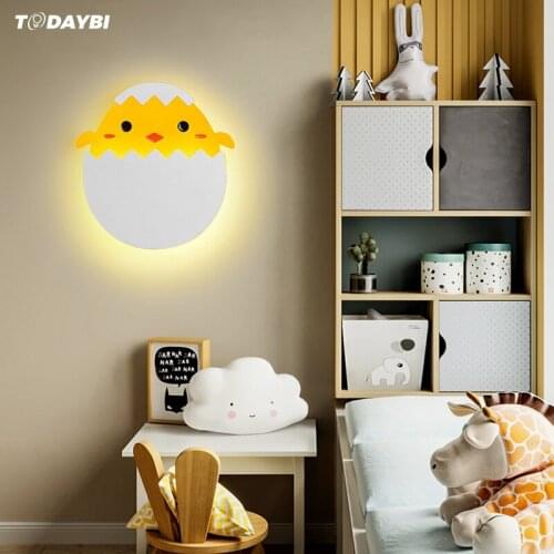Cute Kids Room Wall Lamp Dinosaur Chick Childrens Room Decor Creative Cartoon Boy Girl Led Warm Light Bedroom Bedside Lamp