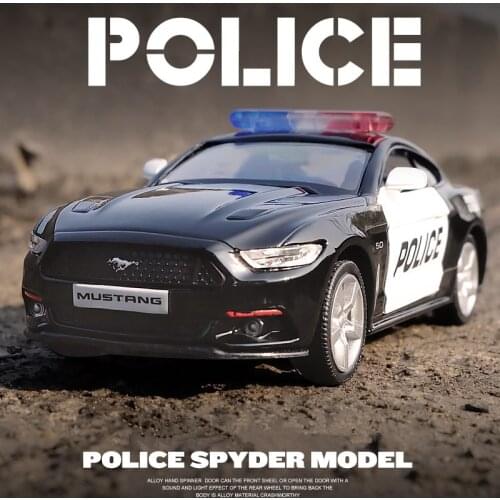 1:32 Mustang Alloy Sports Car Model Diecasts Metal Police Toy Car Model Simulation Sound and Light Collection Childrens Toy Gift