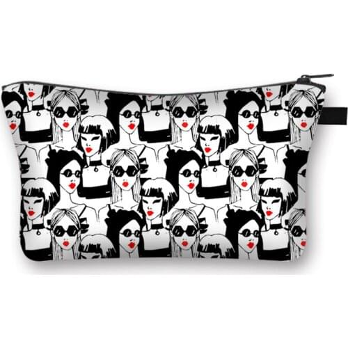 Model Women Sunglasses Red Lipstick Fashion Glamour Girl Makeup Bag Womenl Travel Organizer Cosmetic Bags Girls Storage Bag