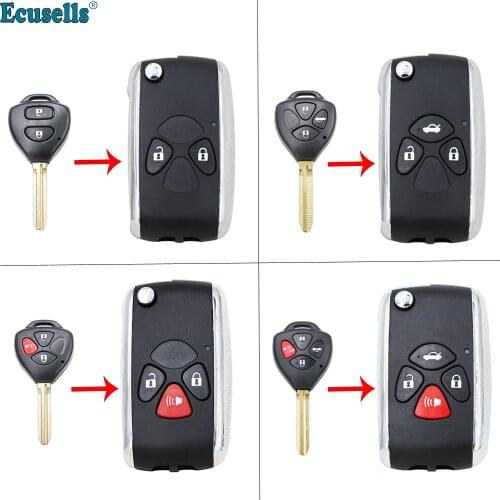 2/3/4 buttons Modified flip Remote key shell case fob for TOYOTA Avalon Corolla Camry Prius RAV4 Auris Hilux Land Cruiser TOY43