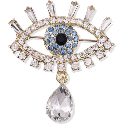 Korean fashion crystal water drop eyes alloy brooch brooch brooch pin mens and womens clothing accessories
