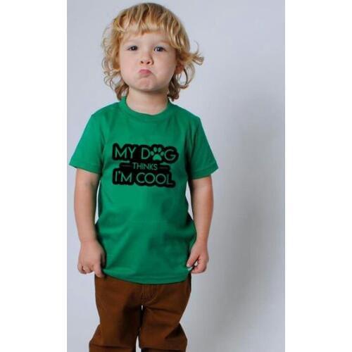 My Dog Thinks I'm Cool Children Cute Tshirt Kid Boy Girl Letter Short Sleeve Tops O-neck Casual Shirt Outfits Funny Kids T-shirt