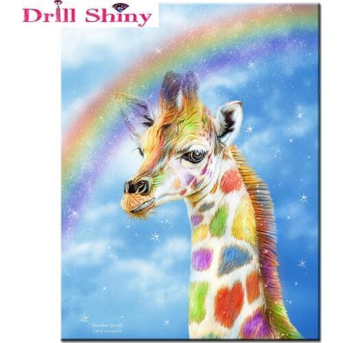 Rainbow giraffe 3D DIY Diamond Embroidery Cross Stitch Kits Crafts 3D DIY Diamond Painting Square Full Drill Needlework