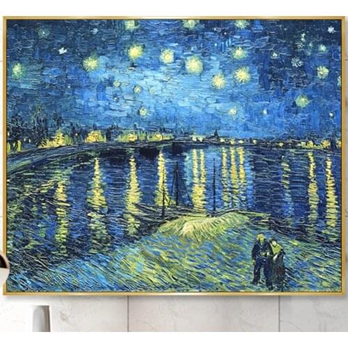 Needlework DIY Cross Stitch Sets 11CT Embroidery Kits Precise Famous Paintings DMC Starry Night Pattern Counted Home Decoration