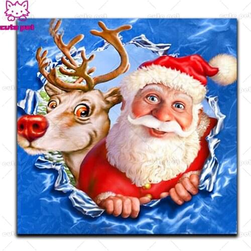 New arrival Diy Full Square Round Drill 5D Diamond Painting Cross Stitch Diamond Embroidery Santa Claus deer Home Decor Gift