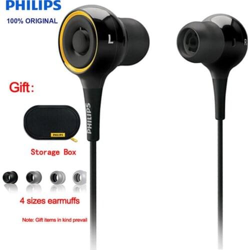 Official Sport Headset Philips SHE6000 In-Ear Running Earphone with Bass Stereo 1.2m Cable Length for Huawei Xiaomi black white