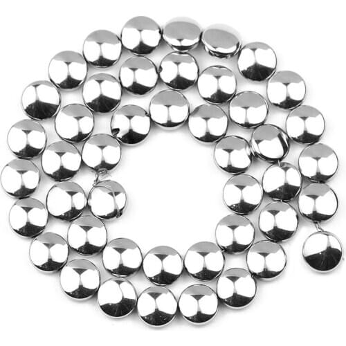 Wholesale Silvers Flat Round Coin Hematite Natural Stone Loose Spacer Beads 6/8/10MM For Jewelry Making Diy Bracelets Findings