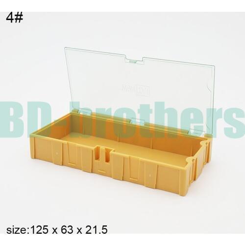 Original 4# Yellow Component storage box Square IC Components Boxes SMT SMD Wentai Boxes Combination Plastic Case 100pcs/lot