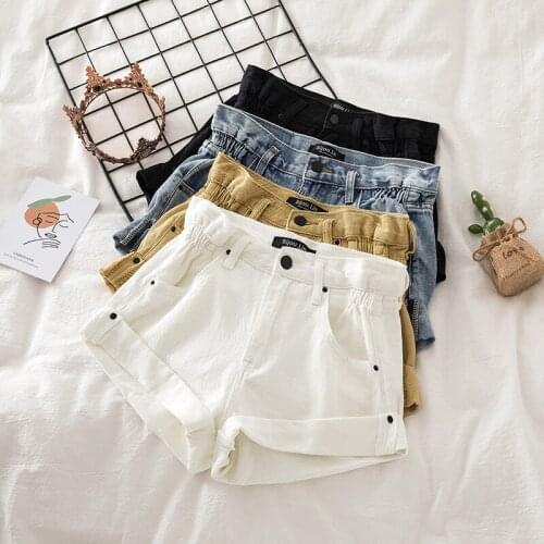 Plus size S-5XL Womens denim shorts 2021 Summer high-waist shorts women fashion large size elastic waist wide-leg short jeans