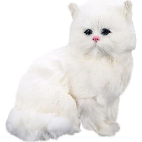Realistic Cute Simulation Stuffed Plush White Persian Cats Toys Cat Dolls Table Decor Kids Boys Girls