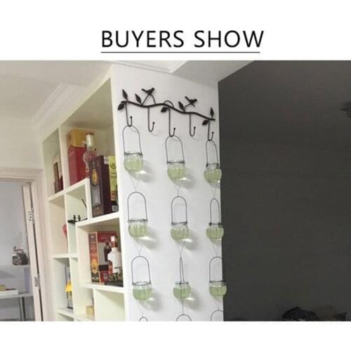 Retro 5 Hook Wrought Iron Bird Hook Hook Bird Shape Leaf Wall Dress Robe Hook Key Coat Holder Cap Hanger