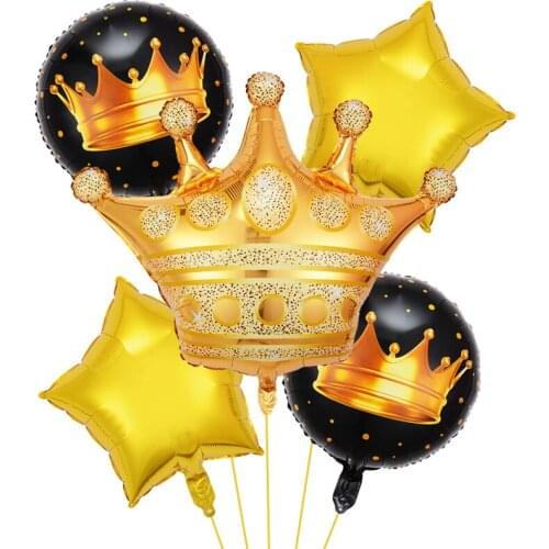 5pcs Happy Birthday Crown Foil Balloons Festival Adult Birthday Anniversary Party Balloons Baby Shower Decoration Supplies