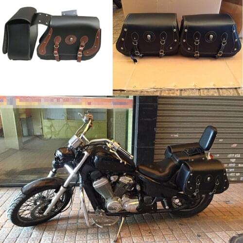 Motorcycle Tool Luggage Storage Bag Saddlebag PU Leather Clinch Bolt Saddle Bag Side for Harley 750 883