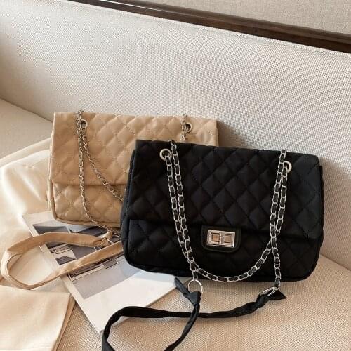 Trending V-line Crossbody Bags For Women 2021 Nylon Shoulder Bag Female Chain Bags Elegant Flap Lock Purses Sac A Main Sac femme