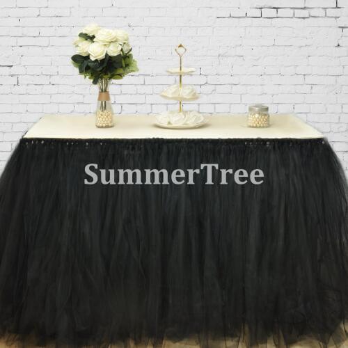 Black 100cm Tulle Table Skirt Wonderland Table Tutu Skirting Wedding Birthday Baby Shower Home Banquet Party Decoration