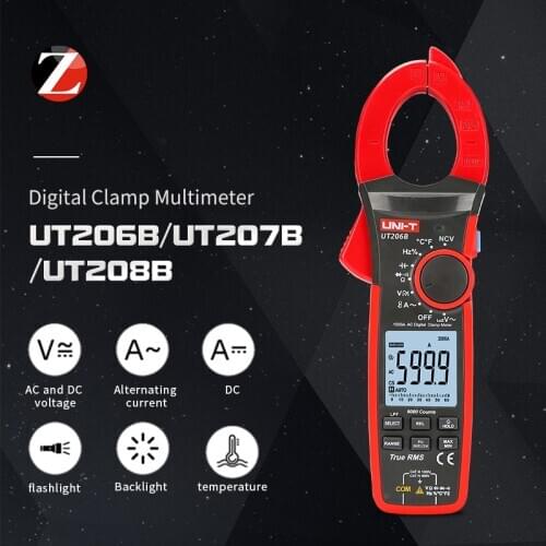 UNI-T True RMS Digital Clamp Multimeter LED Screen Clamp Meter Digital Display 1000A1000V UT206B UT207B UT208B AC DC 6000 Count