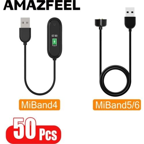 50Pcs/Pack Charger For Xiaomi Mi Band 6 5 Miband 5 4 Wristband Bracelet USB Charging Cable For MiBand 5 4 Charger Cable Line