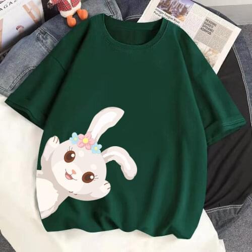 Cartoon Cotton Short Sleeve T Shirts Women Korean T-shirts Female Casual Fashion Tees for Women 35-200kg S-5XL