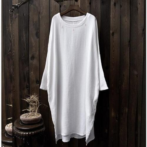 2020 Embroidery Maxi Dress Women Loose Cotton Linen Dress Long Sleeve Vintage Autumn Maxi Dress Robes Fashion