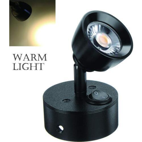 1pcs Black LED Spot Light RV Caravan Boat Wall Mount Bedside Lamp Warm Camper Reading Light 3W 12V