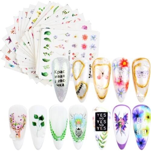 1PC Daisy Lavender Water Transfer Sticker For Nail Design Flower Leaf Slider Foil Tip Nail Art Decor Charm Manicure