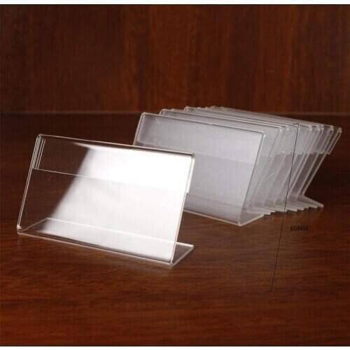 10pcs Acrylic Transparent Display Stand Desk Sign Label Frame Price Tag Display Business Card Holders