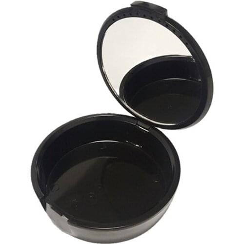 10pcs Orthodontic Retainer Case Dental Container Denture Storage Boxes Black Round Type with Mirror