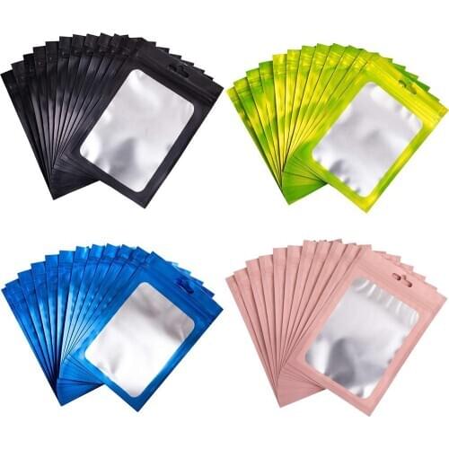 100Pcs Food Grade Self-zip Plastic Bag 3 Size Matte Zip Lock Aluminum Foil Hologram Small Water Proof Zipper Reclosable Pouch