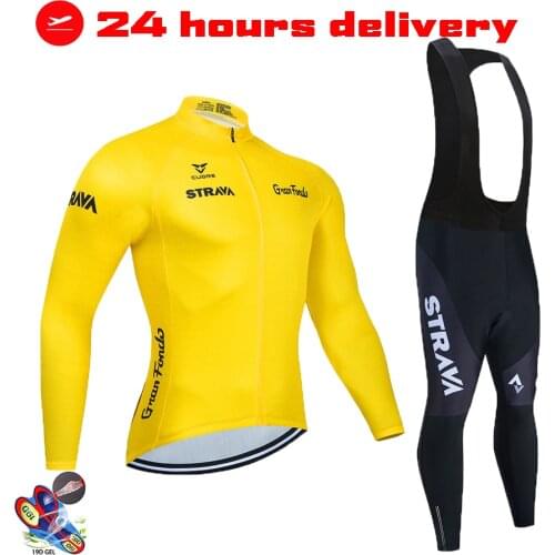 2021 Long Sleeve Rcc Cycling Clothing Set STRAVA Pro Team Jersey Men Suit Breathable Outdoor Sportful Bike MTB Clothing Paded