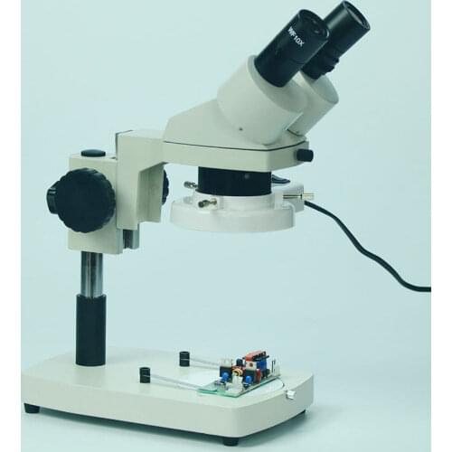 40X-80X 360 Degree Rotatable Binocular Head Stereo Microscope w/ Ring Lamp for PCB Inspection Mobile Phone Repair