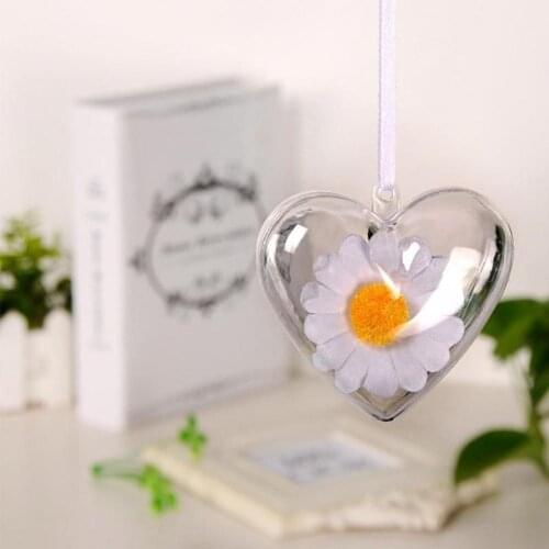 5pcs/set Transparent Heart Shaped Plastic Ball Fillable Ball Ornament Gift Present Box Decoration Christmas Party Supplies