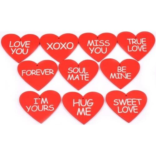 5Pcs Red Heart Natural Wood Crafts Supplies For DIY Handmade Wooden Slices DIY Scrapbook Valentines Day Wedding Home Decor Gift