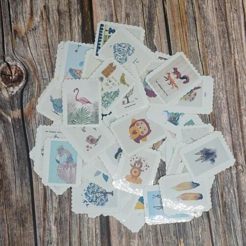 60pcs/Bag Cute Animal Scenery Stickers DIY Paper Stickers Diary Stickers Scrapbooking Stationery Gift Sticker